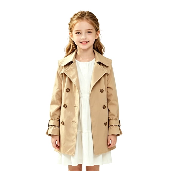 Ruyang Teen Girls Waterproof Trench Coat Solid Long Length Lapel Overcoat Kids Autumn Casual Wind Outerwear 4-16 Years