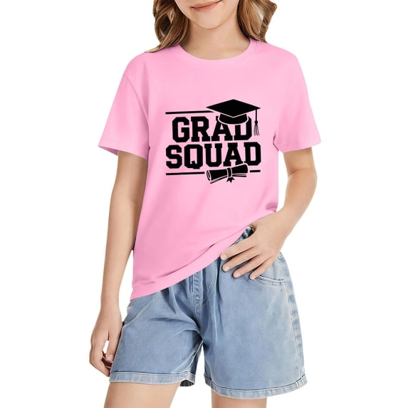 Ruyang Teens Baggy Cotton Tops Letter Print Graphic Crewneck Pullover Tops Summer Loose Sot Breathable T-Shirt 2-13 Years
