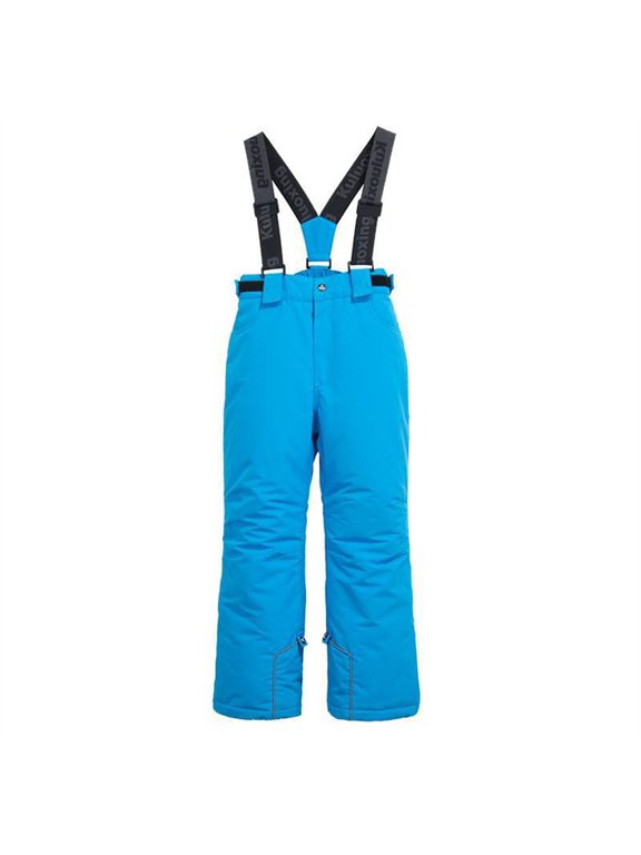 Teens Boys Girls Winter Ski Pants Kids Padded Thermal Overalls Water-proof Warm School Snow Trousers Straps