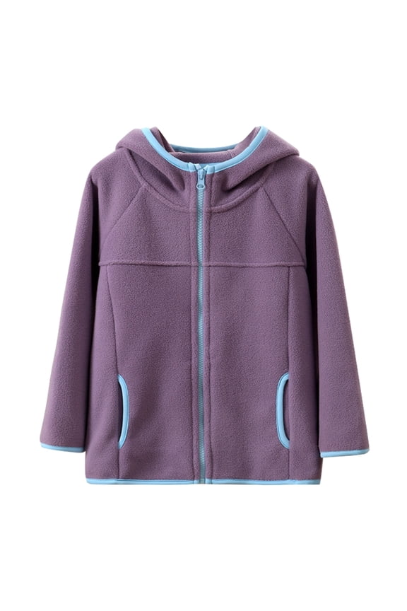 Teens Hooded Sherpa Fleece Jackets Boys Fuzzy School Polar Jacket Pockets Fall Winter Warm Full Zip Furry Coat