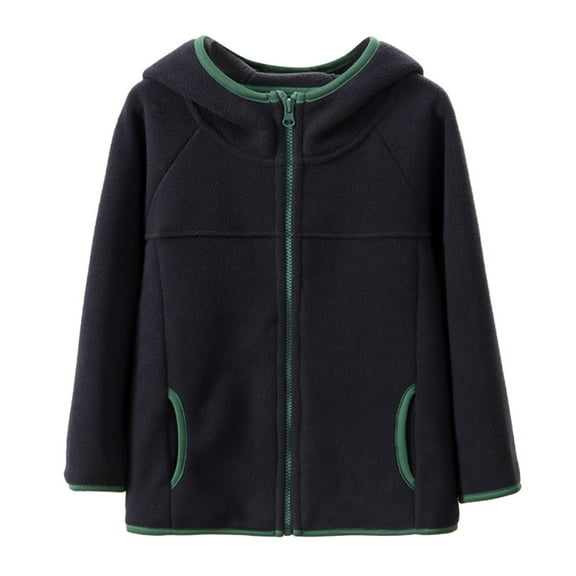 Ruyang Teens Hooded Sherpa Fleece Jackets Boys Fuzzy School Polar Jacket Pockets Fall Winter Warm Full Zip Furry Coat