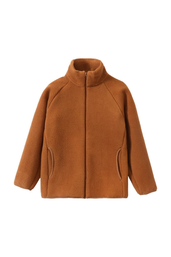 Teens Sherpa Fleece Jackets Boys Girls Full Zip Polar Jacket Fall Winter Mock Neck Warm Fuzzy Coat Outwear Pocket