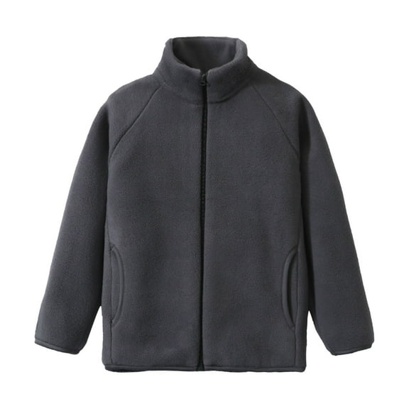 Ruyang Teens Sherpa Fleece Jackets Boys Girls Full Zip Polar Jacket Fall Winter Mock Neck Warm Fuzzy Coat Outwear Pocket