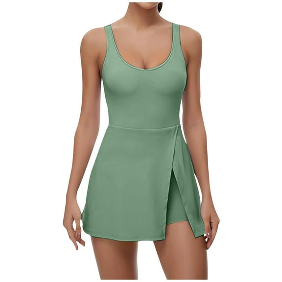Ruyang Tennis Dress for Women U Neck Dress With Built In Shorts for Sleeveless Side Slit Flare Mini Dresses Puls Size Long Sleeve Tunic Dress