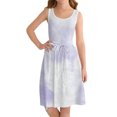 thumbnail image 1 of Ruyang Tie-dyed Dresses for Teen Girls Loose Ruffle A Line Sleeveless Sundress Summer Lightweight Casual Vacation Midi Dresses, 1 of 4