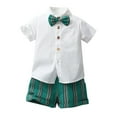 thumbnail image 1 of Ruyang Toddler Baby Boy Clothes Summer Short Sleeve Button Shirt Bow Tie Gentleman Shorts Suit Cute Casual Performance Outfits, 1 of 8