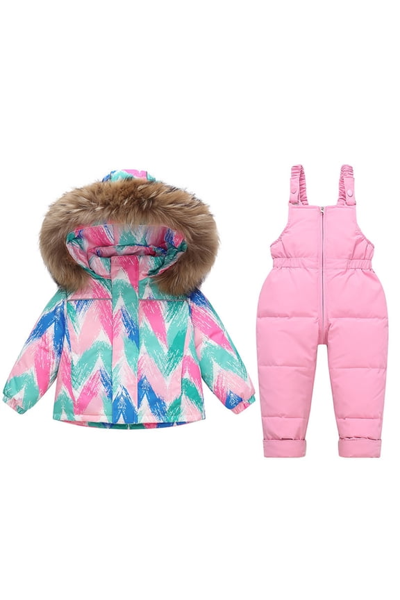 Toddler Baby Boys Girls Snow Suit Hooded Fleece Lined Snowsuits Ski Outfit Kids Waterproof Winter Outerwear Clothes