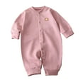 thumbnail image 1 of Ruyang Toddler Baby Cute Bear Overalls Outfit Casual Loose Stripe Bubble Romper Long Sleeve Round Neck Playing Jumpsuit, 1 of 9