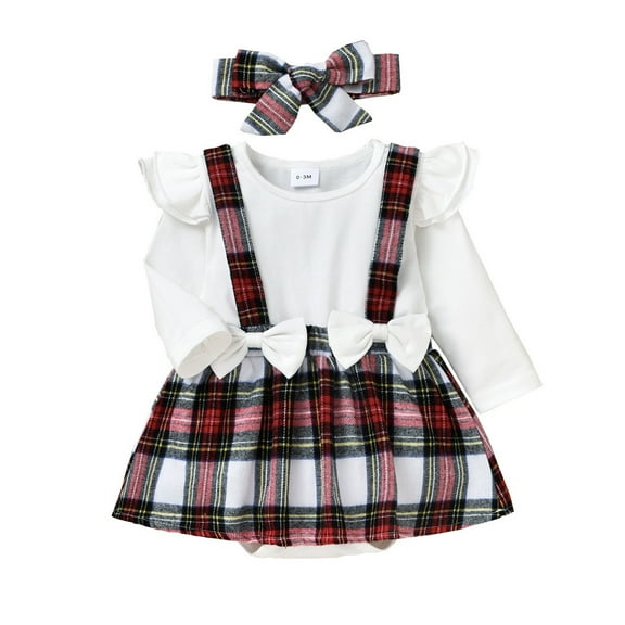 Ruyang Toddler Baby Girl My First Christmas Outfit New Born 1st Xmas Princess Tutu Romper Dress+Headband Clothes 2PCS