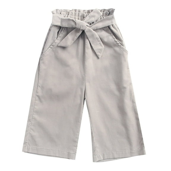 Ruyang Toddler Baby Girls Corduroy Pants Kids Loose Wide Leg Pants Pull On Plain Elastic Waist Trousers with Pockets