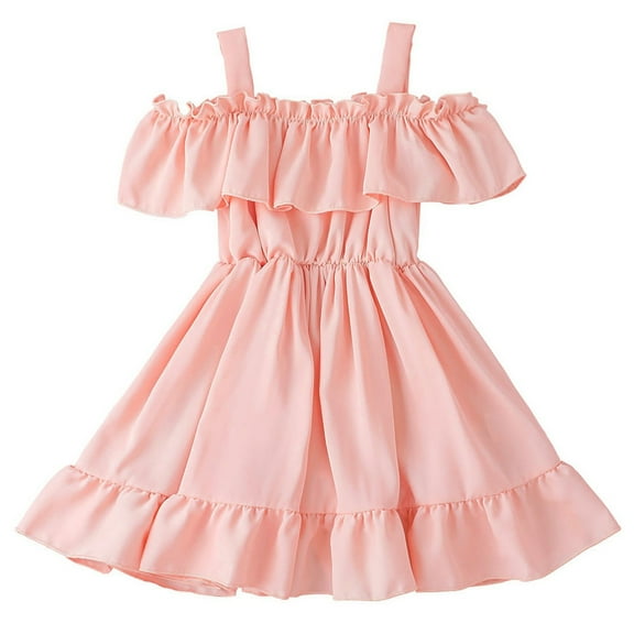 Ruyang Toddler Backless Smocked Dress Halter Solo A-Line Ruffles Pleated Dresses Summer Cute Casual Short Dresses for Girls