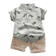 thumbnail image 1 of Ruyang Toddler Boy Summer Outfit Short Sleeve Stand Collar Shirt and Elastic Waist Shorts Breathable Casual Clothes 2 Piece, 1 of 6