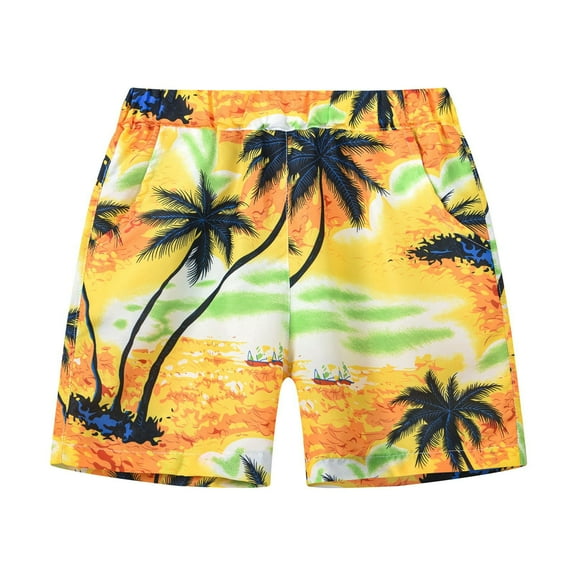 Ruyang Toddler Boy Swim Trunks UPF 50 Quick-Dry Bathing Suit Swimwear Loose Beach Shorts with Tropical Botanical Print
