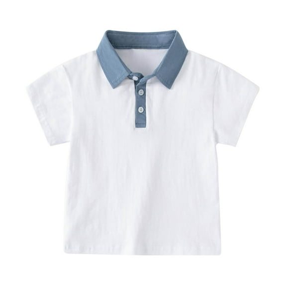 Ruyang Toddler Boys Button Down Shirt Classic Collared Tshirts Summer Short Sleeves Tee Summer Solid Color Tops TShirt