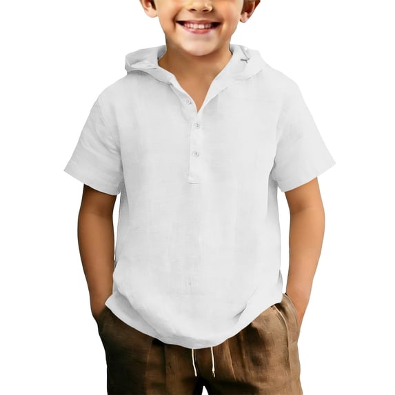 Ruyang Toddler Boys Cotton Linen Tops Solid Baggy Button Down Lapel Shirt Summer Breathable Casual Beach Vacation Tops