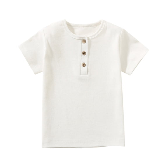 Ruyang Toddler Boys Cotton Short Sleeve Henley Shirt Casual Basic Tee Tops Baby Boy Button Front Solid T-Shirts Cute Summer Clothes