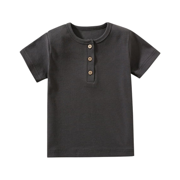 Ruyang Toddler Boys Cotton Short Sleeve Henley Shirt Casual Basic Tee Tops Baby Boy Button Front Solid T-Shirts Cute Summer Clothes