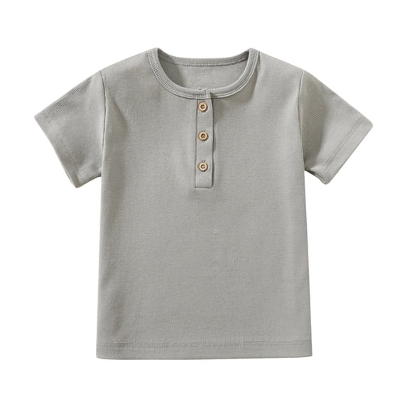 Ruyang Toddler Boys Cotton Short Sleeve Henley Shirt Casual Basic Tee Tops Baby Boy Button Front Solid T-Shirts Cute Summer Clothes