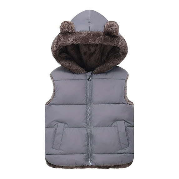 Ruyang Toddler Boys Fleece Puffer Vest Baby Girls Sleeveless Quilted Jackets Winter Warm Zip Down Hooded Gilet Waistcoat
