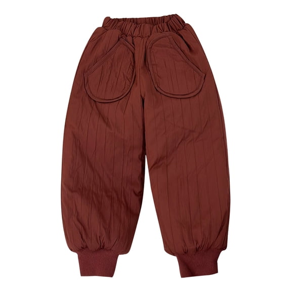 Ruyang Toddler Boys Girls Cotton Padded Trousers Elastic Waist Snow Pants Kids Quilted Warm Thick Snowpants for Snowboarding