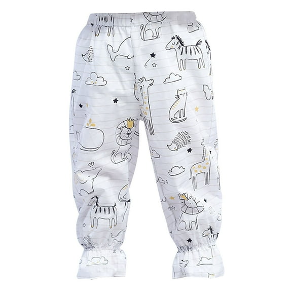 Ruyang Toddler Boys Girls Cotton Pants Cute Animal Pattern Elastic Waist Ruffles Hem Pants Comfortable Casual Trousers
