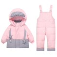 thumbnail image 1 of Ruyang Toddler Boys Girls Snowsuit Set 2 Piece Hooded Jacket + Pants Ski Suit 2025 Baby Insulated Winter Warm Skiing Clothes, 1 of 6