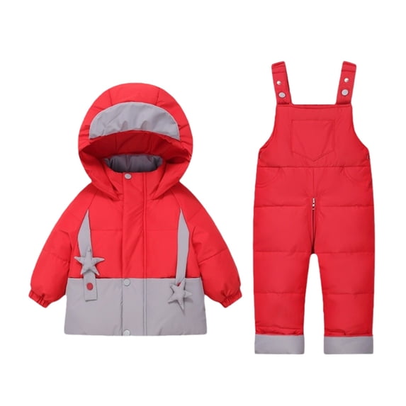 Ruyang Toddler Boys Girls Snowsuit Set 2 Piece Hooded Jacket + Pants Ski Suit 2025 Baby Insulated Winter Warm Skiing Clothes