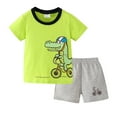 thumbnail image 1 of Ruyang Toddler Boys Short Sleeve Cartoon Prints T Shirt Tops Shorts Child Kids Gentleman Outfits Boy Size 6 Clothes, 1 of 7