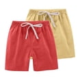 thumbnail image 1 of Ruyang Toddler Boys Shorts 2 Pack Cotton Linen Summer Casual Shorts Kids Solid Short Pants Wide Leg Drawstring Beach Chino Hot Pants, 1 of 3