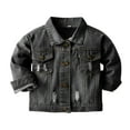 thumbnail image 1 of Ruyang Toddler Boys Solid Color Denim Shirts Button Down School Uniform Jean Shirt Tops with Pockets Spring Cardigan, 1 of 7