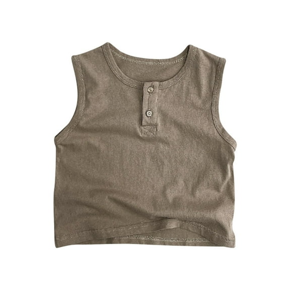 Ruyang Toddler Boys Tank Top with Buttons Sleeveless Summer Sport Casual Undershirts Solid Cute V Neck Loose Fit Soft Tees
