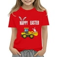 thumbnail image 1 of Ruyang Toddler Bunny Easter Shirt Boys Girls Eggs Cavator Short Sleeve T-Shirt Baby Truck Graphic Shirts Outfits Top, 1 of 1