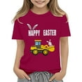 thumbnail image 1 of Ruyang Toddler Bunny Easter Shirt Boys Girls Eggs Cavator Short Sleeve T-Shirt Baby Truck Graphic Shirts Outfits Top, 1 of 1