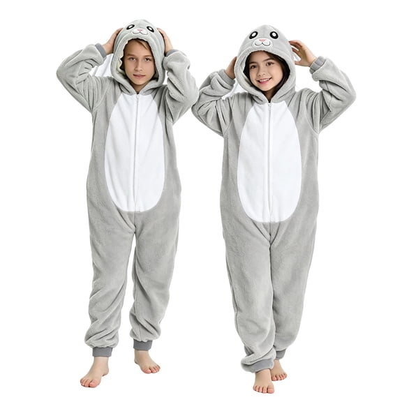 Ruyang Toddler Bunny One Piece Outfit Plush Long Sleeve Hooded Jumpsuit with Bunny Ear School Performance Holiday Dress Up