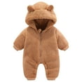 thumbnail image 1 of Ruyang Toddler Fleece Hooded Jumpsuits Long Sleeve Winter Warm Plush Ear Hooded Romper Clothes Baby Kids Thick Outfits, 1 of 8