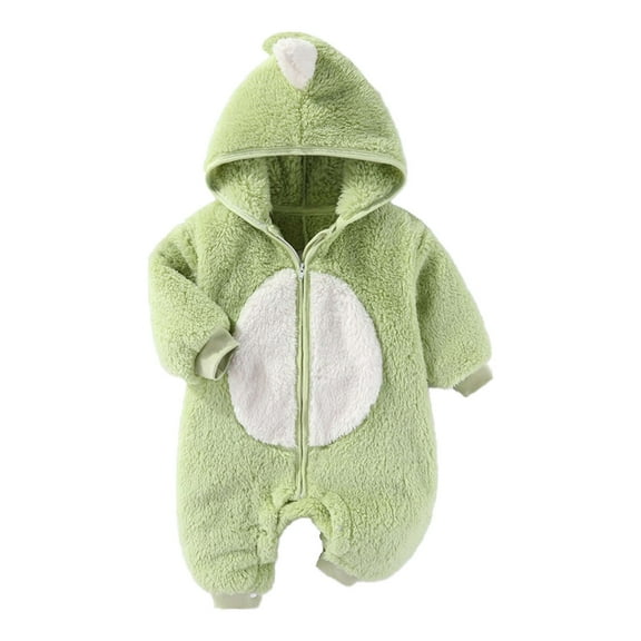 Ruyang Toddler Fleece Hooded Jumpsuits Zip up Long Sleeve Warm Romper Clothes Fall Winter Comfy Plush Hooded Romper Outfits