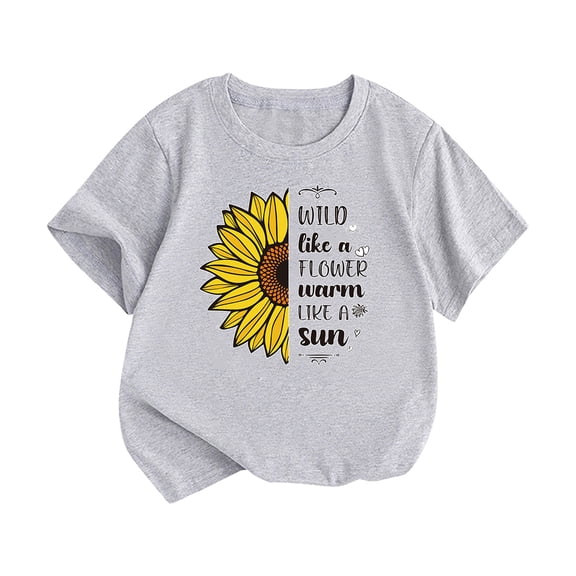 Ruyang Toddler Flower Print Loose T Shirt Half Sleeve Crew Neck Funny Summer Casual Tees Tops Clothes Cotton Soft Comfy Shirt