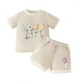 thumbnail image 1 of Ruyang Toddler Girl Floral Outfit Short Sleeve Shirt Tops Summer Spring Cute Drawstring Shorts Set Casual Baby Girl Simple, 1 of 8
