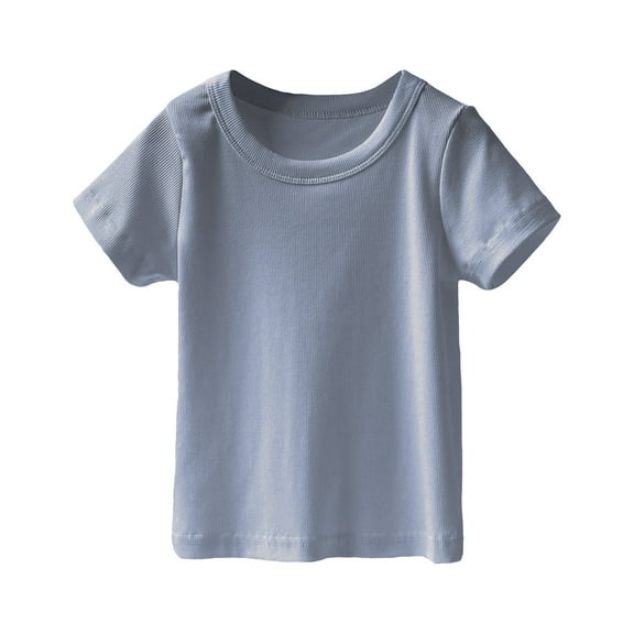 Ruyang Toddler Girl Solid Color Crew Neck Short Sleeve Stripe T Shirt Top Casual Basic Tee Fashion T Shirts for Kids