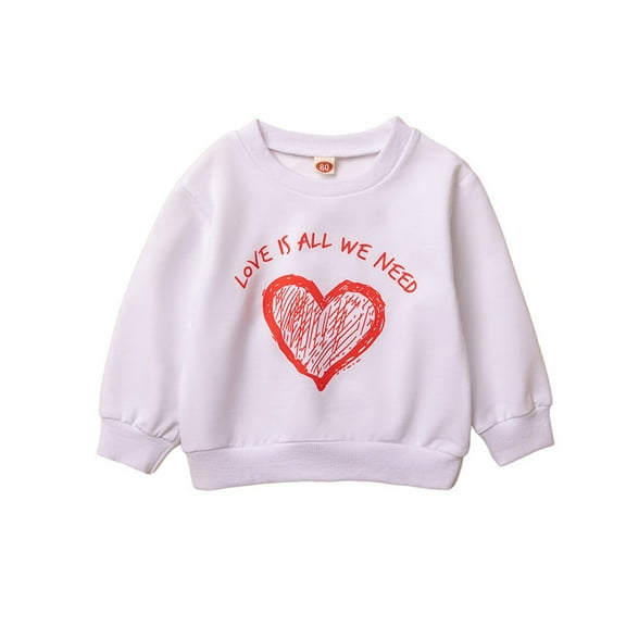 Ruyang Toddler Girls Boys Valentine's Day Print Letter Cotton Long Sleeve Hoodie Tops Clothes Toddler Girl Hooded Sweatshirt