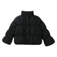 thumbnail image 1 of Ruyang Toddler Girls Cropped Puffer Coat Padded Quilted Coats Mock Neck Buttons Down Lightweight Pleated Winter Jackets, 1 of 5