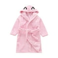 thumbnail image 1 of Ruyang Toddler Girls Cute Graphic Flannel Robe Baby Girls Plain Cat Hooded Robe Warm Fleece Long Sleeve One Piece Outfit, 1 of 2