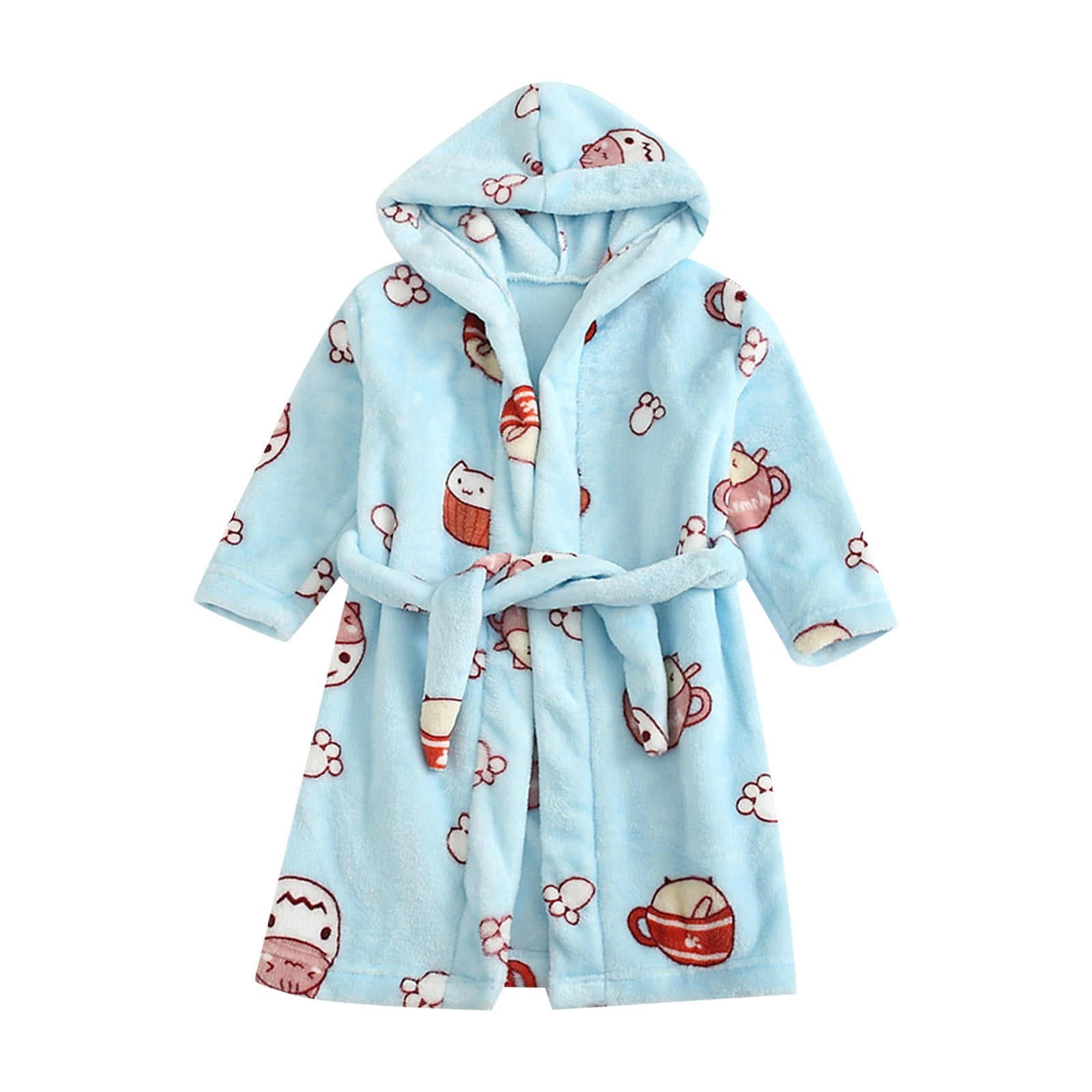 Ruyang Toddler Girls Cute Graphic Flannel Robe Baby Girls Plain Cat ...