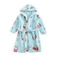 thumbnail image 1 of Ruyang Toddler Girls Cute Graphic Flannel Robe Baby Girls Plain Cat Hooded Robe Warm Fleece Long Sleeve One Piece Outfit, 1 of 3