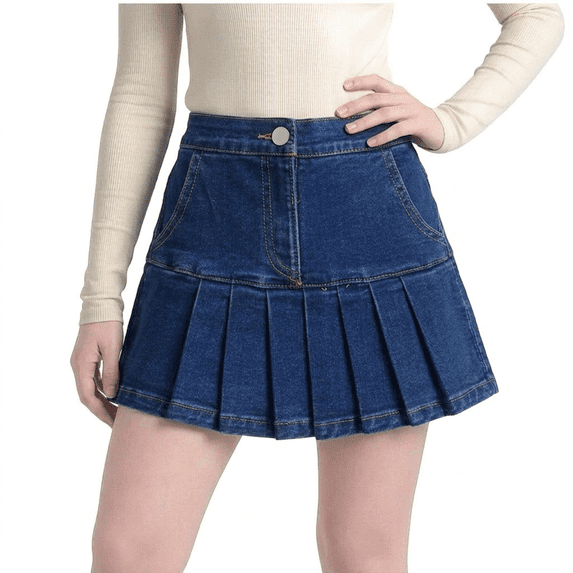 Ruyang Toddler Girls Denim Skirts Front Button A Line Jean Skirts Summer Trendy Casual Tiered Ruffle Hem Jean Skirts with Pockets