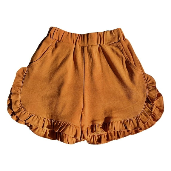 Ruyang Toddler Girls Ruffles Shorts Pants Kids Baby Workout Fashion Skirt Shorts Summer Beach Sports Shorts Pull on Shorts