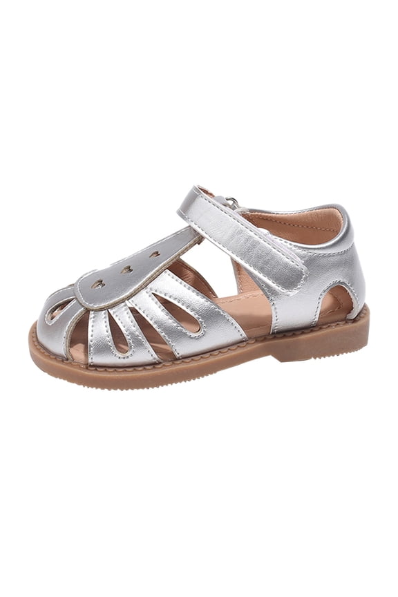Toddler Girls Sandals Wide Toe Box School Uniform Flats Adjustable Straps Non-Slip Wedding Flower Girl Shoes