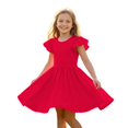 thumbnail image 1 of Ruyang Toddler Girls Solid Dresses Ruffle Fly Sleeve Crewneck A-line Tank Dresses Summer Casual Beach Vacation Midi Dresses, 1 of 8