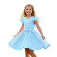 thumbnail image 1 of Ruyang Toddler Girls Solid Dresses Ruffle Fly Sleeve Crewneck A-line Tank Dresses Summer Casual Beach Vacation Midi Dresses, 1 of 9