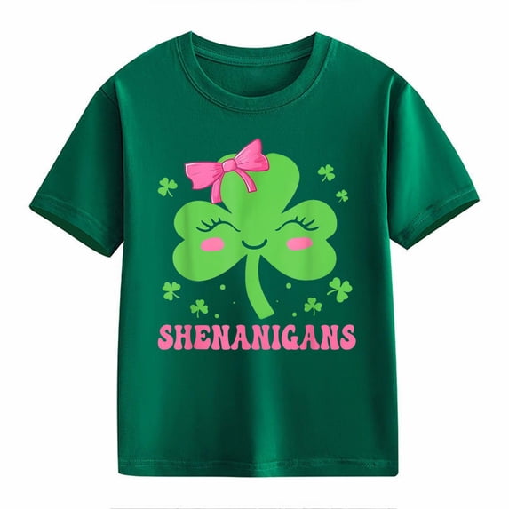 Ruyang Toddler Girls St Patricks Day Shirt for Kids Girls Saint Patricks Day T-Shirts Short Sleeve Tops Shamrock Tees Cotton T-Shirt